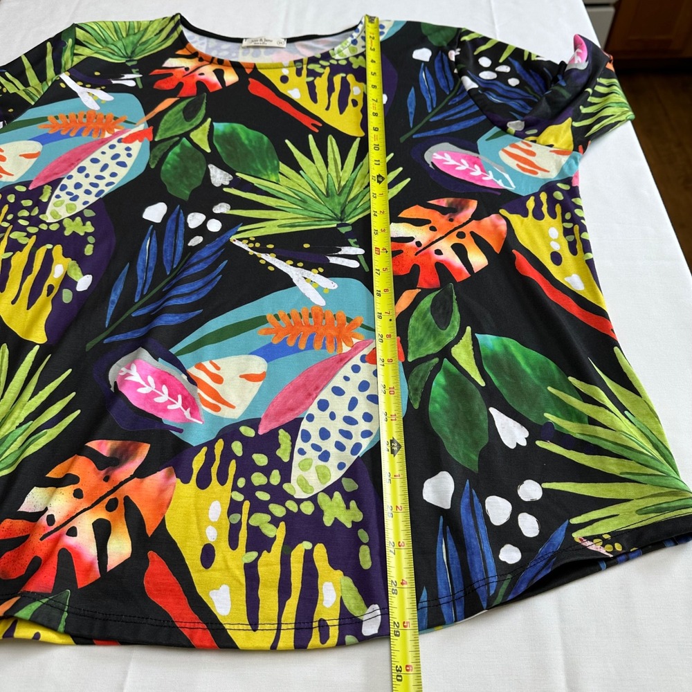 Jess & Jane Tropical Floral Top Size 2X Multicolor Artsy Colorful Vacation - Picture 6 of 6